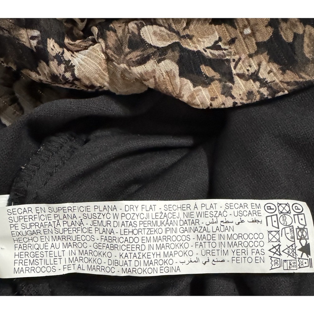 Zara Women's Dress Ruched Metallic & Floral Print Small Romantic Partial-Sheer - Picture 10 of 10